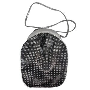 Vintage Stuart Weitzman Evening Bag Black Silver Metallic Polka Dot Retro Disco